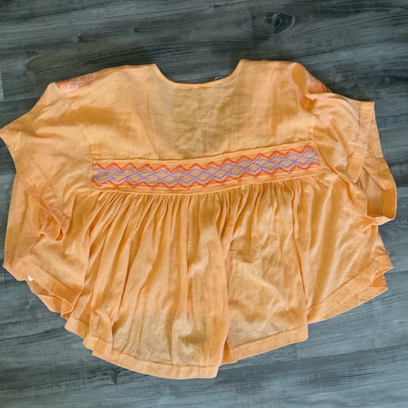 Free People Market Embroidered V-Neck Top in Carrot Ginger medium - Picture 5 of 5